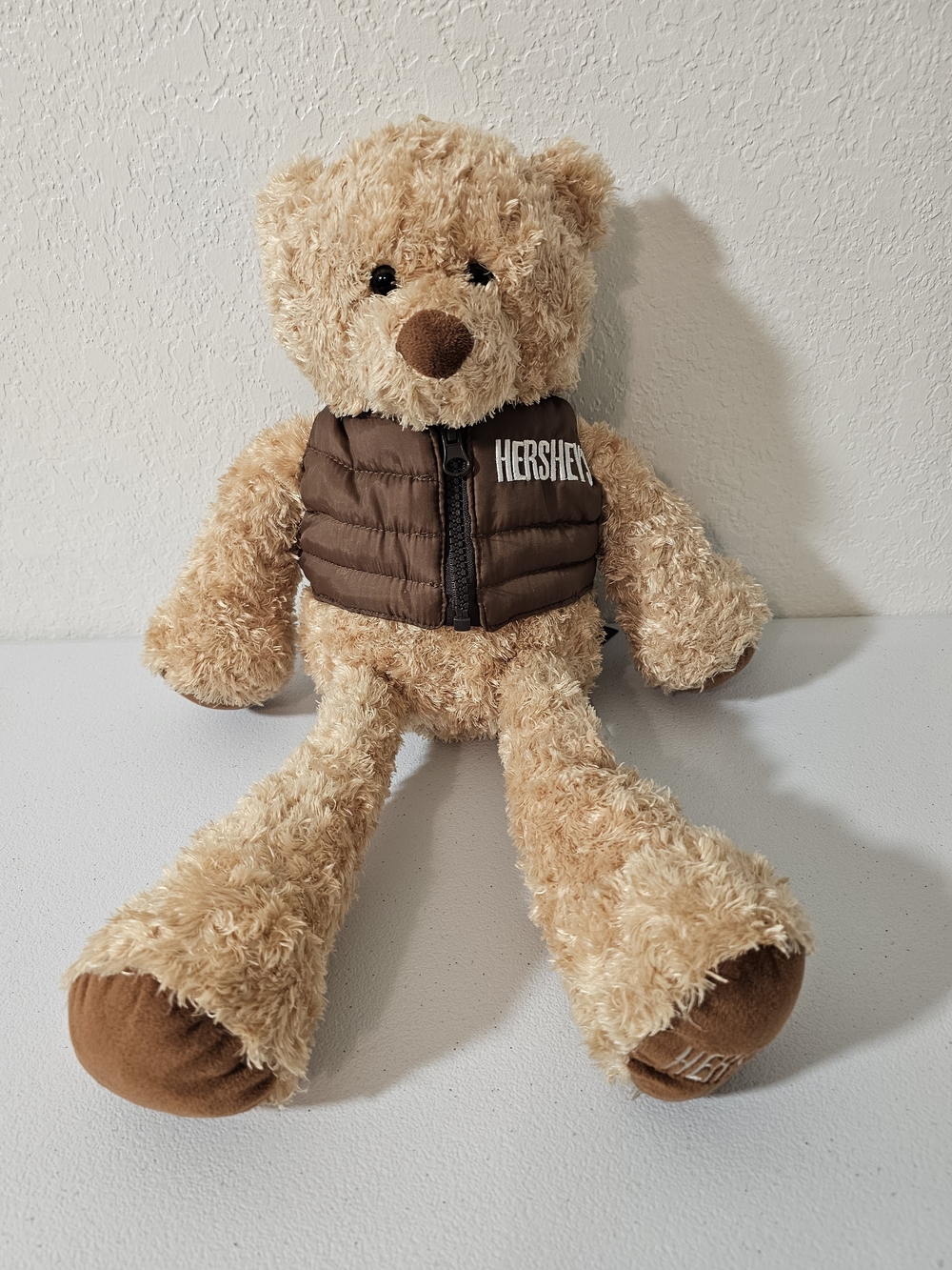 Hershey's Teddy Bear Plush Stuffed Animal Brown Vest Beige/Brown Candy & Nuts